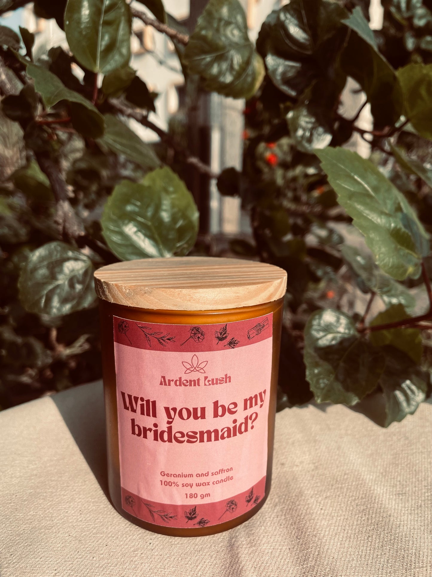 Will you be my bridesmaid? - Wooden wick premium soy wax candle