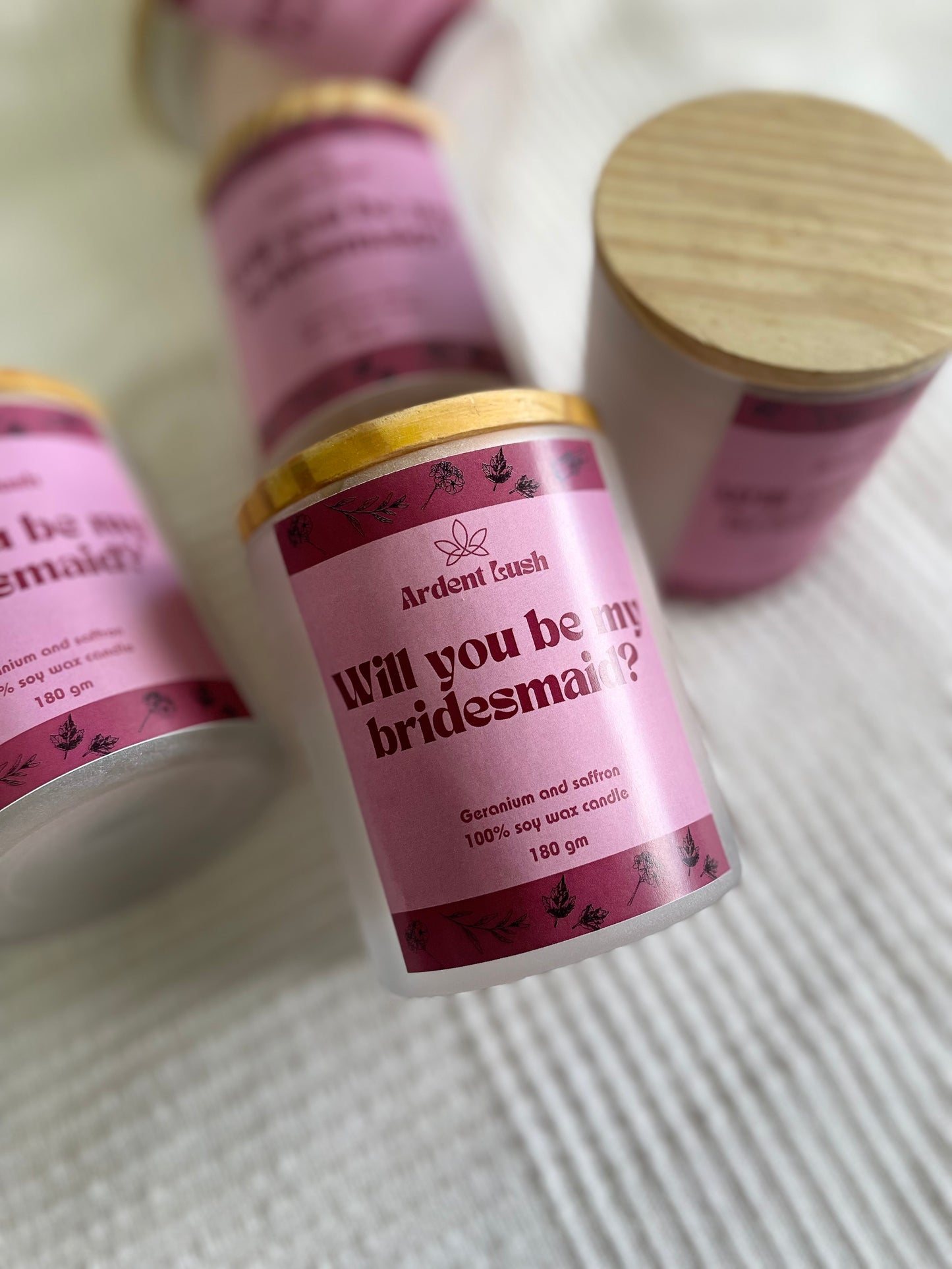 Will you be my bridesmaid? - Wooden wick premium soy wax candle