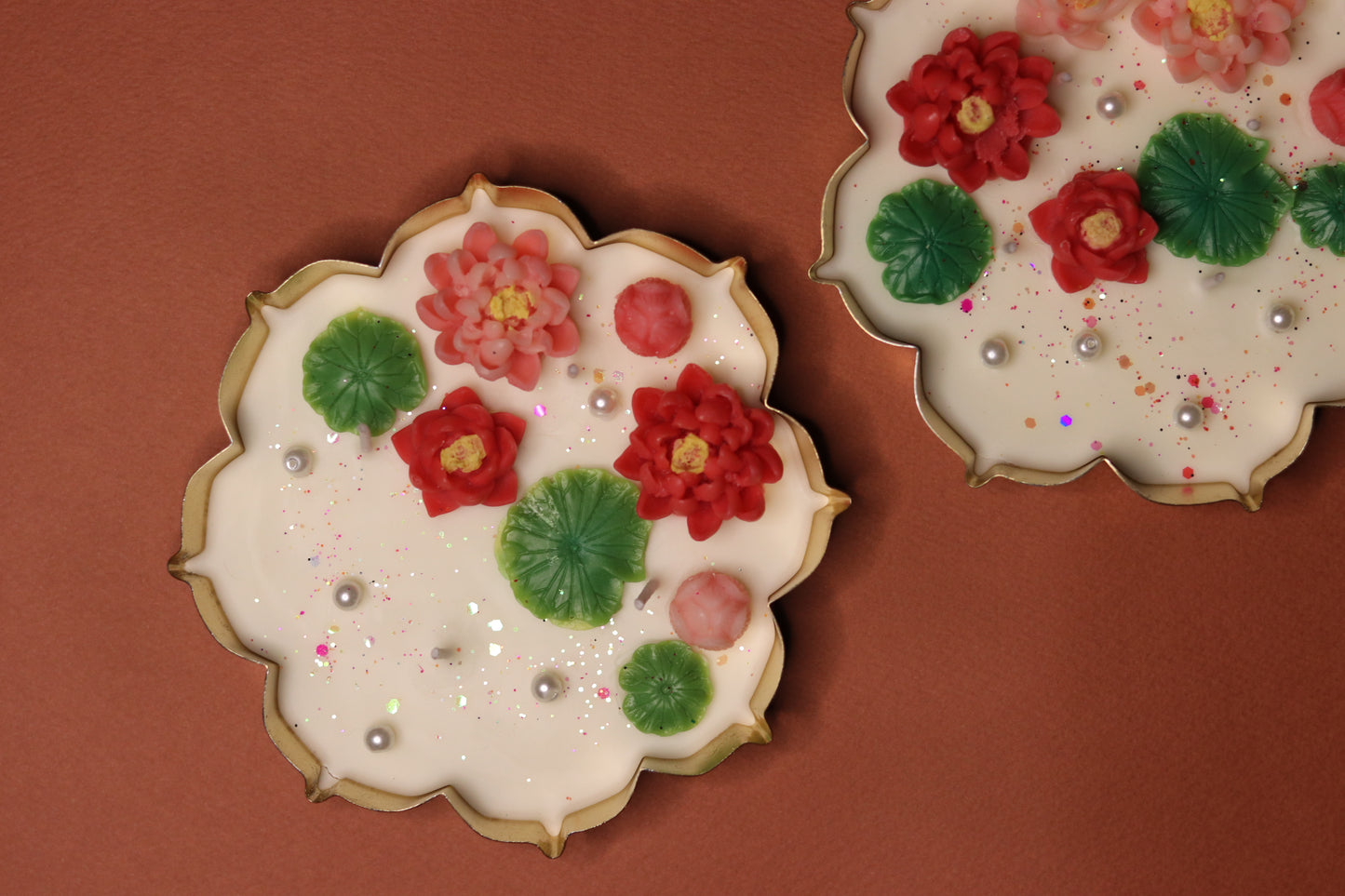 Pink Flower Urli Lotus Pond Candle – A Floral Festive Delight