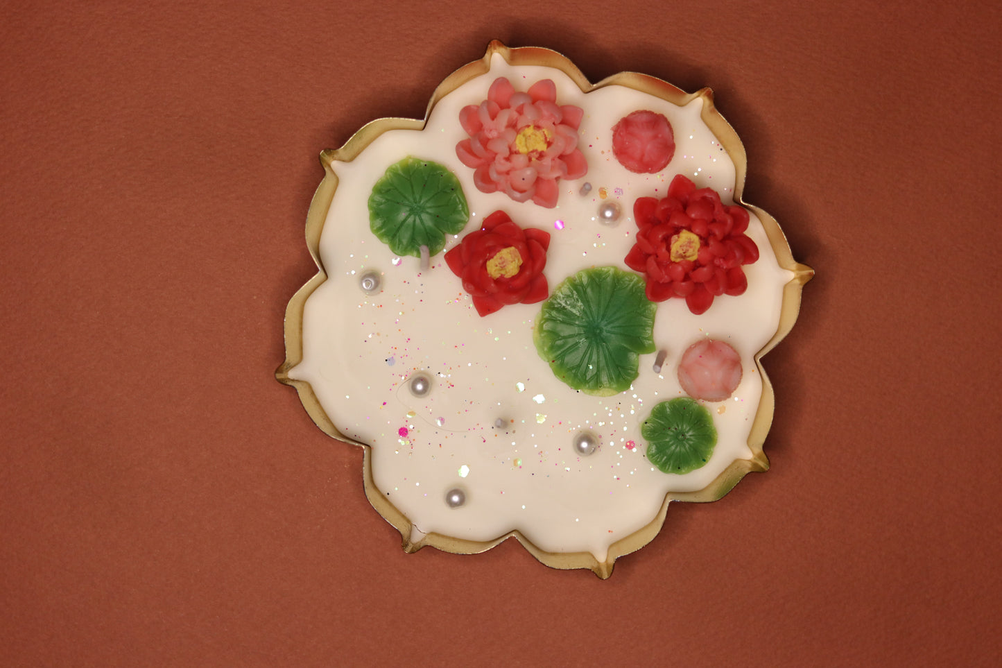 Pink Flower Urli Lotus Pond Candle – A Floral Festive Delight